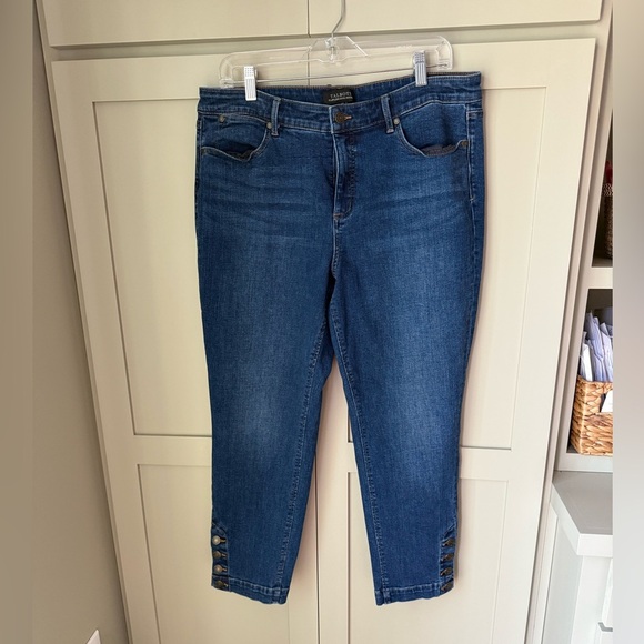 NWOT Talbots Flawless 5-Pocket Ankle Jeans; Button Detail at Hem SZ 14 - Picture 2 of 13